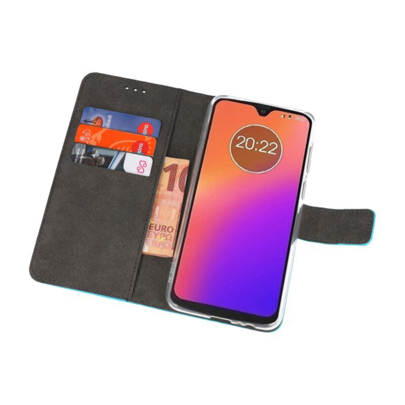 Brieftasche Tasche für Motorola Moto G7 Blue