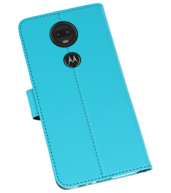 Brieftasche Tasche für Motorola Moto G7 Blue