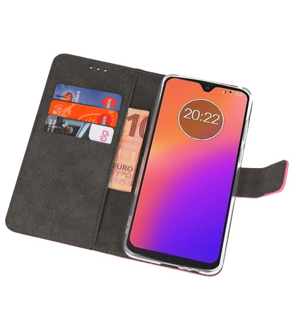 Brieftasche Tasche für Motorola Moto G7 Pink