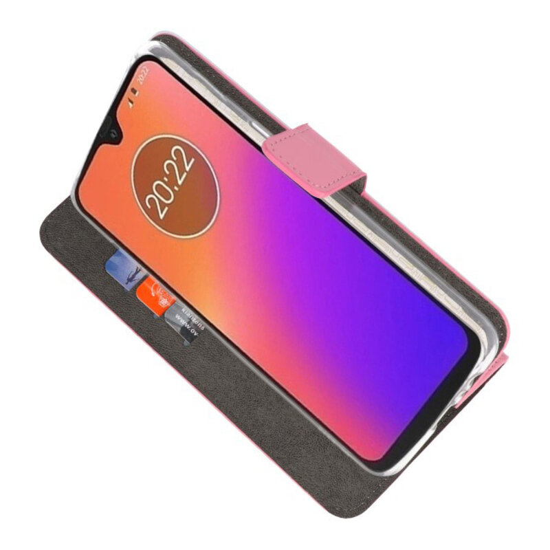 Brieftasche Tasche für Motorola Moto G7 Pink