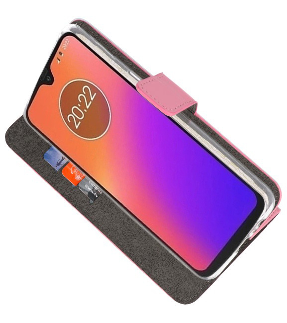 Brieftasche Tasche für Motorola Moto G7 Pink