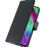 Bookstyle Wallet Cases Hülle für Galaxy A40 Schwarz