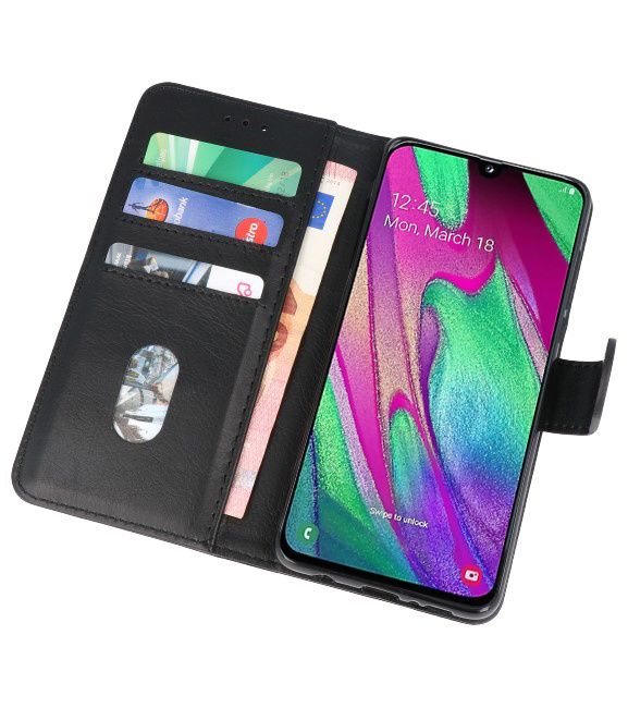 Bookstyle Wallet Cases Hülle für Galaxy A40 Schwarz