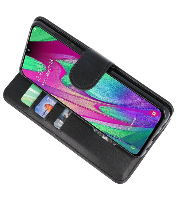 Bookstyle Wallet Cases Hülle für Galaxy A40 Schwarz