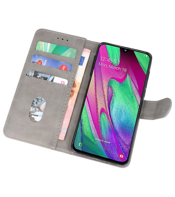 Bookstyle Wallet Cases Hoesje voor Galaxy A40 Grijs