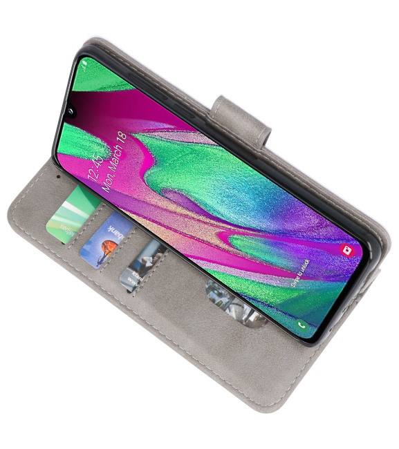 Bookstyle Wallet Cases Hülle für Galaxy A40 Grau