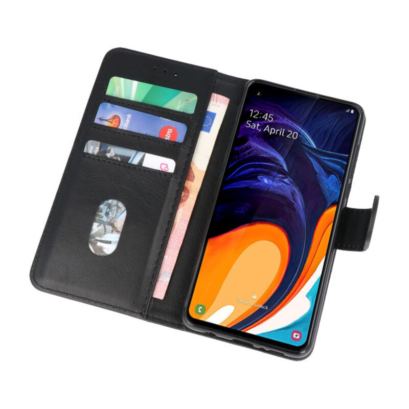 Bookstyle Wallet Cases Hülle für Samsung Galaxy A60 Schwarz