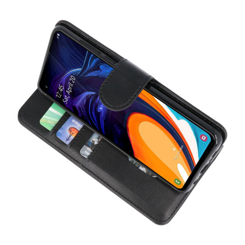 Bookstyle Wallet Cases Hülle für Samsung Galaxy A60 Schwarz