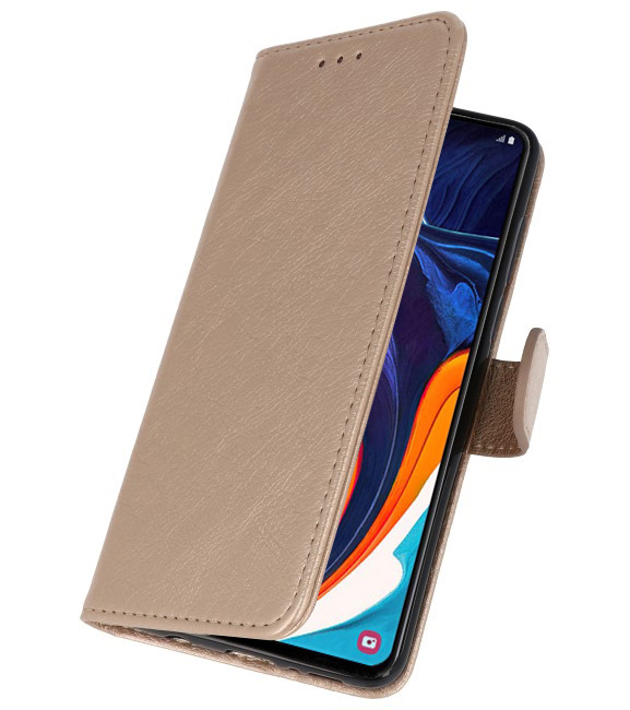 Bookstyle Wallet Taske Etui til Samsung Galaxy A60 Gold