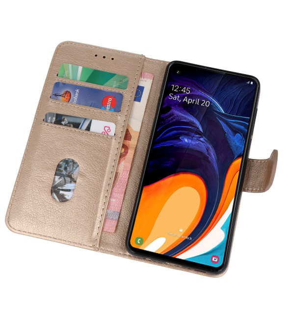 Bookstyle Wallet Cases Hülle für Samsung Galaxy A60 Gold