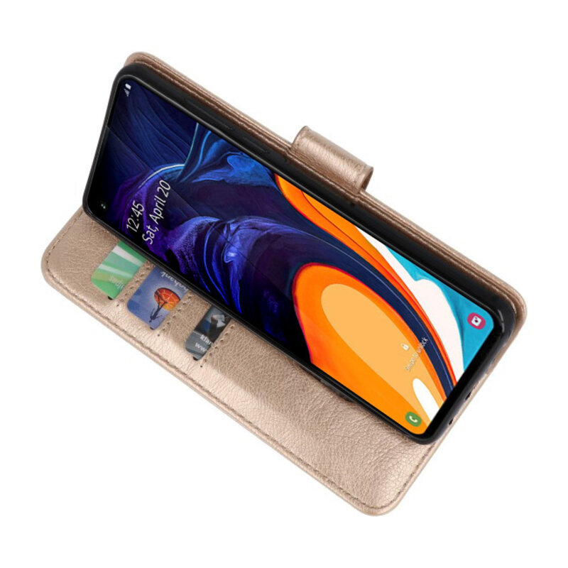 Bookstyle Wallet Cases Case for Samsung Galaxy A60 Gold