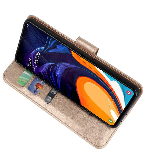 Bookstyle Wallet Cases Hülle für Samsung Galaxy A60 Gold