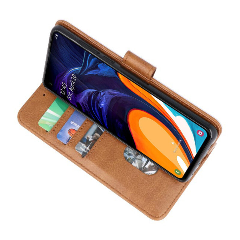 Bookstyle Wallet Cases Hülle für Samsung Galaxy A60 Braun
