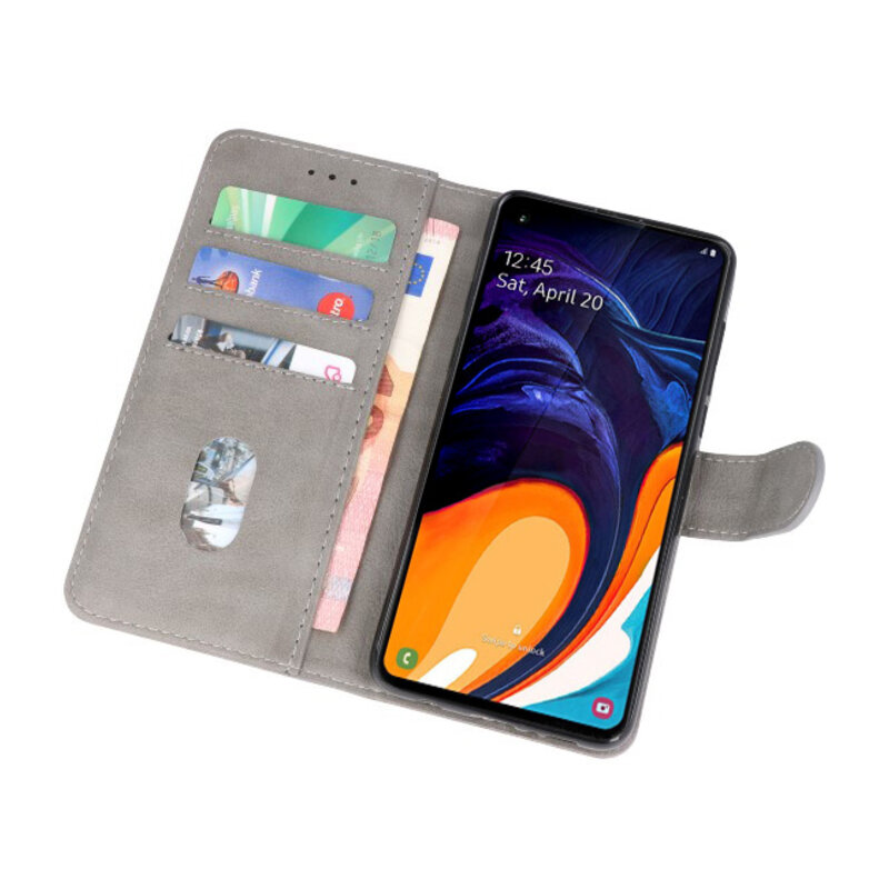 Bookstyle Wallet Cases Hülle für Samsung Galaxy A60 Grau