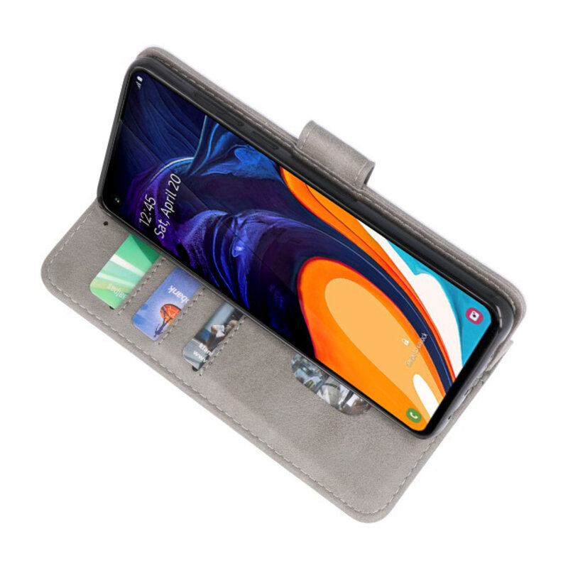 Etuis portefeuille Bookstyle Case pour Samsung Galaxy A60 Gris