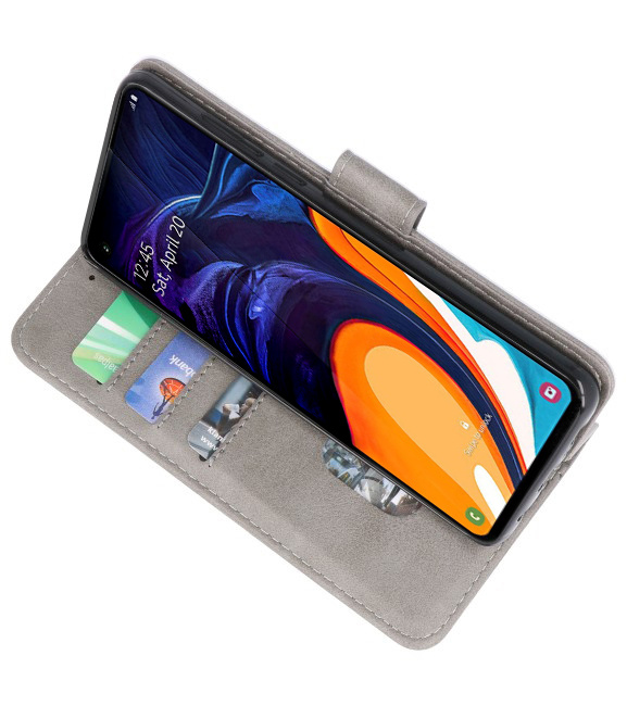 Bookstyle Wallet Taske Etui til Samsung Galaxy A60 Grey