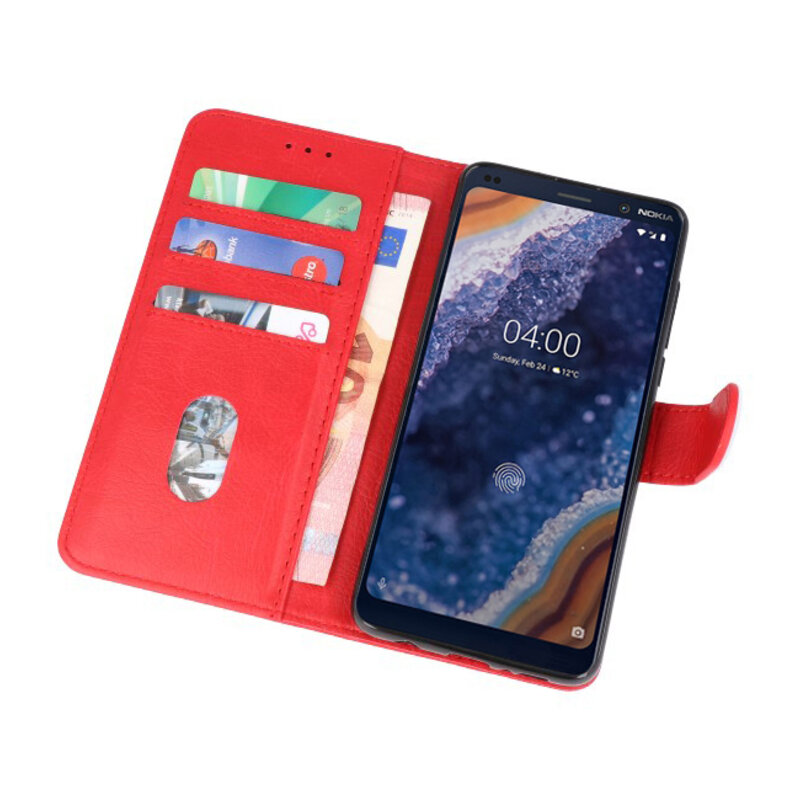 Étui portefeuille Bookstyle Case pour Nokia 9 PureView Red