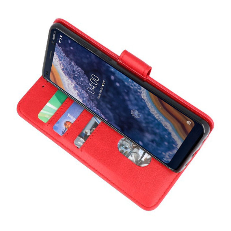 Bookstyle Wallet Taske Etui til Nokia 9 PureView Red