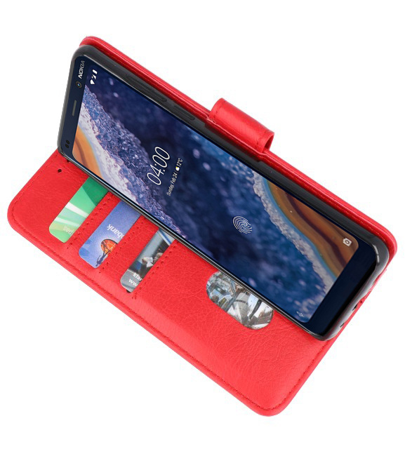Bookstyle Wallet Taske Etui til Nokia 9 PureView Red