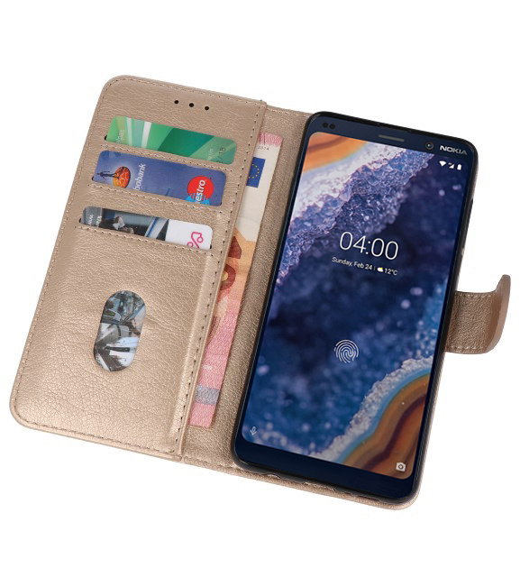 Bookstyle Wallet Cases Hülle für Nokia 9 PureView Gold