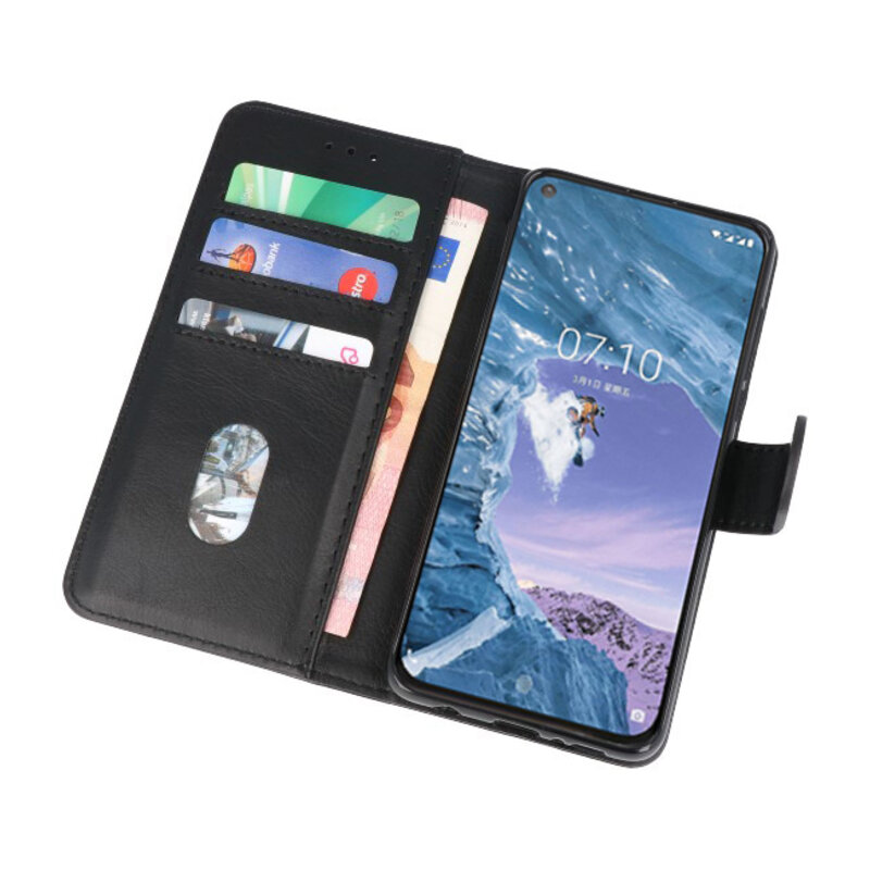 Bookstyle Wallet Cases Hülle für Nokia X71 Schwarz