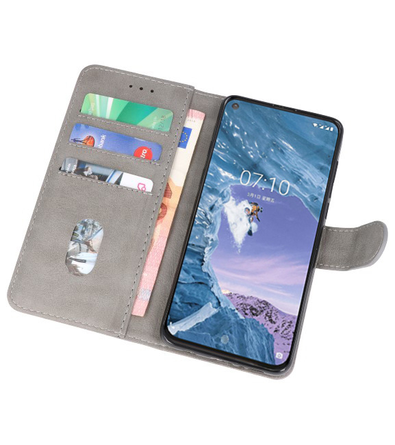 Bookstyle Wallet Cases Hülle für Nokia X71 Grau