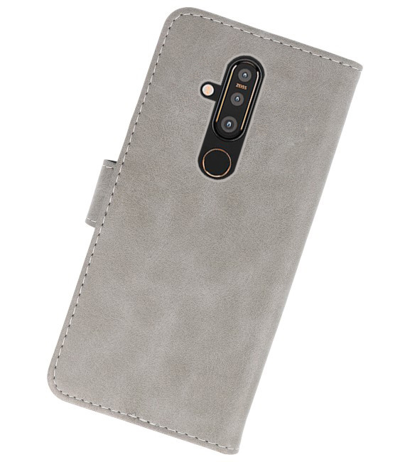 Bookstyle Wallet Taske Etui til Nokia X71 Grey