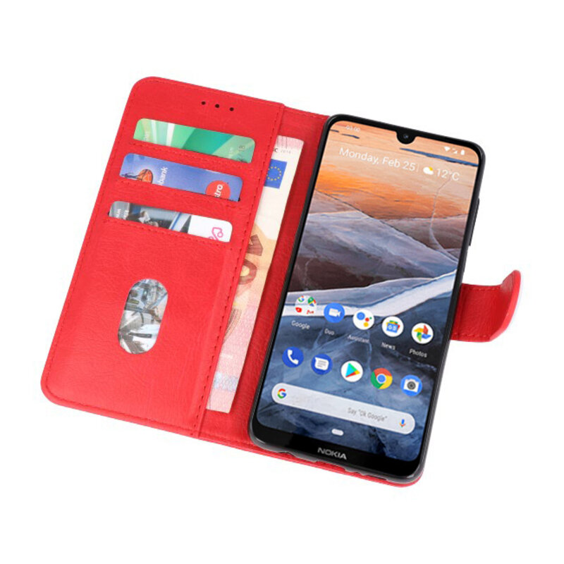 Étui portefeuille Bookstyle Case pour Nokia 3.2 Red