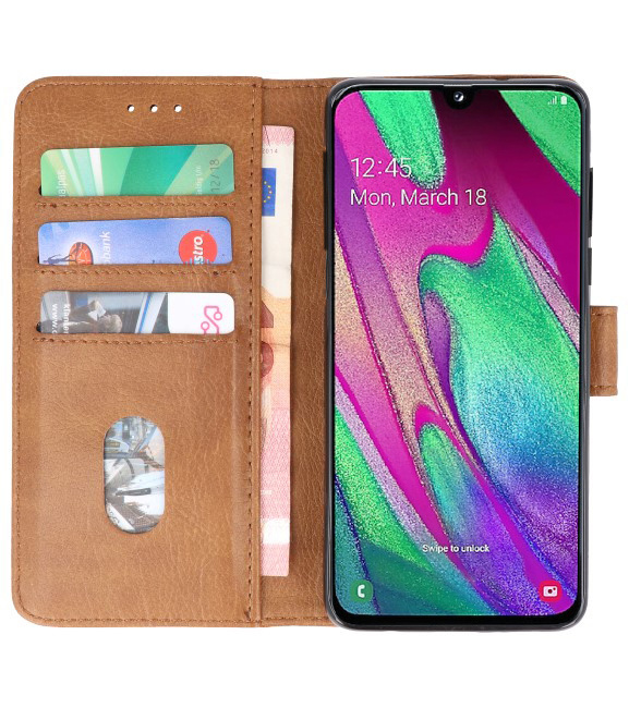 Bookstyle Wallet Cases Hoesje voor Galaxy A40 Bruin