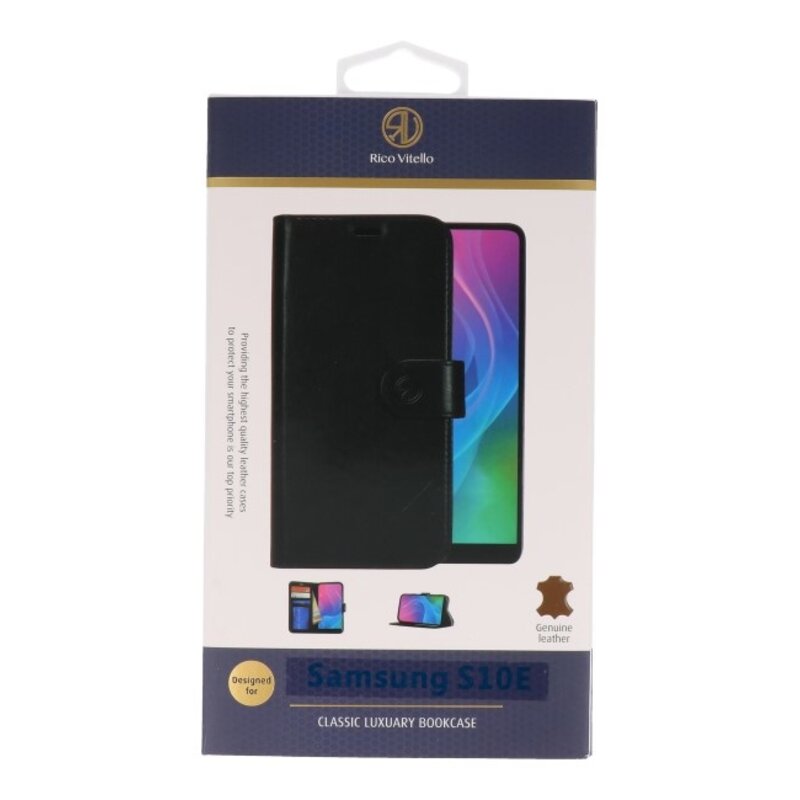 Funda de cuero genuino Rico Vitello Black para Samsung Galaxy 10e