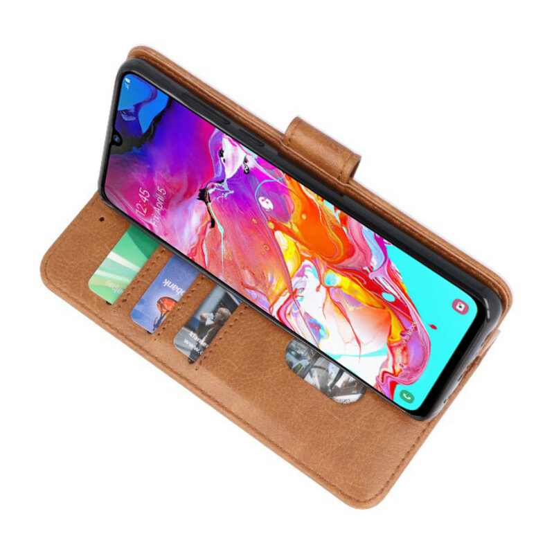 Bookstyle Wallet Taske Etui til Samsung Galaxy A70 Brown
