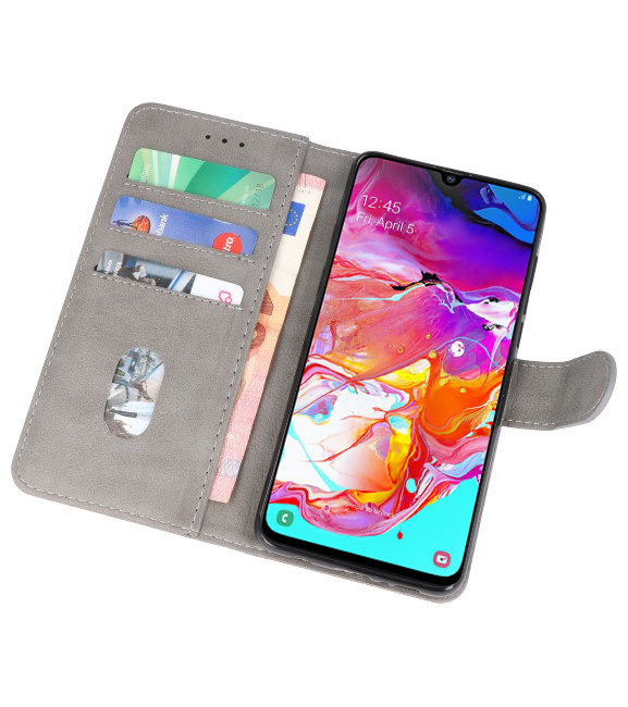 Bookstyle Wallet Cases Hülle für Samsung Galaxy A70 Grau