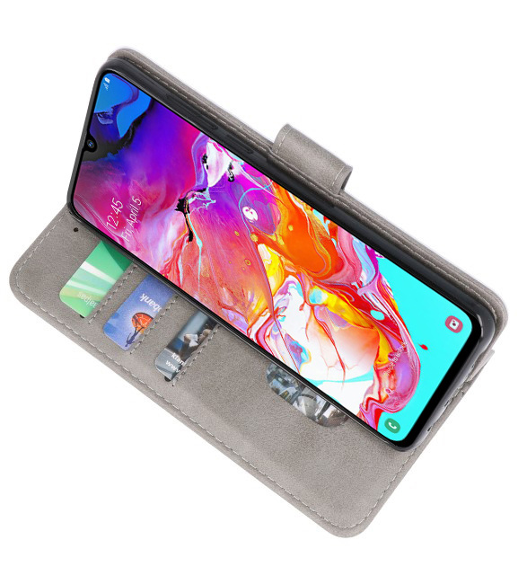 Bookstyle Wallet Cases Hülle für Samsung Galaxy A70 Grau