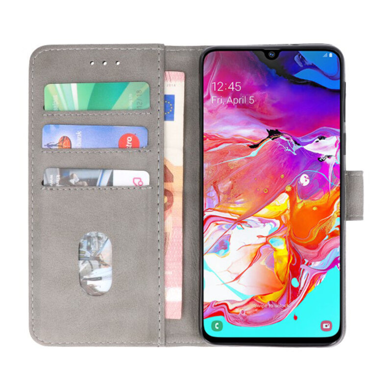 Bookstyle Wallet Cases Hülle für Samsung Galaxy A70 Grau