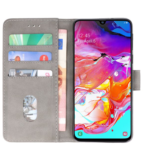 Bookstyle Wallet Cases Hülle für Samsung Galaxy A70 Grau