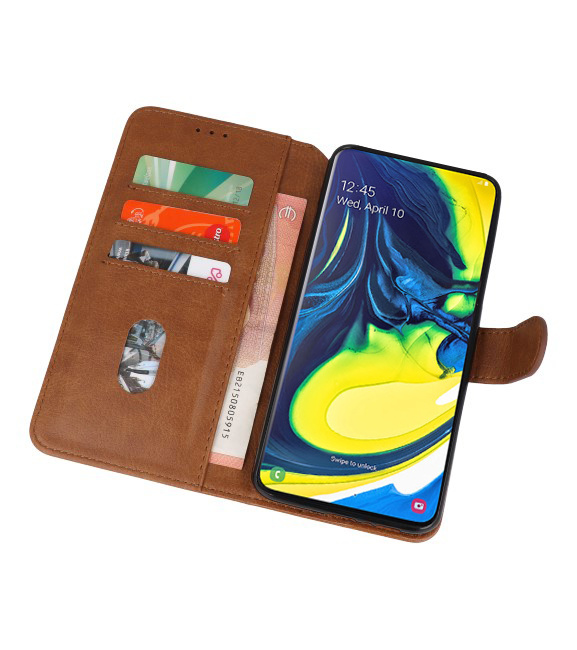 Bookstyle Wallet Taske Etui til Samsung Galaxy A80 / A90 Brown