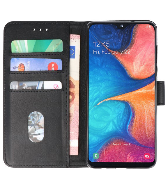 Bookstyle Wallet Cases Hülle für Samsung Galaxy A20e Schwarz