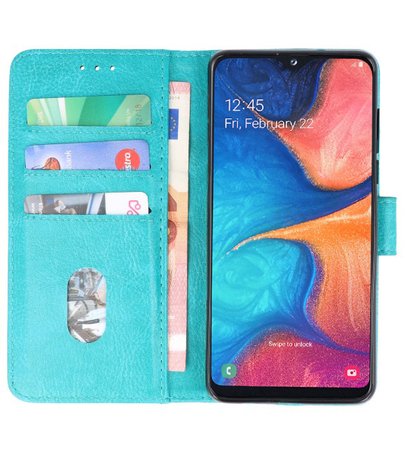 Bookstyle Wallet Taske Etui til Samsung Galaxy A20e Green