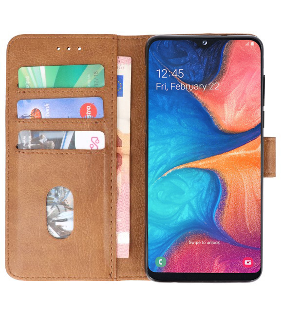 Bookstyle Wallet Taske Etui til Samsung Galaxy A20e Brown