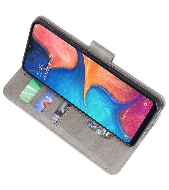 Etuis portefeuille Bookstyle Case pour Samsung Galaxy A20e Grey