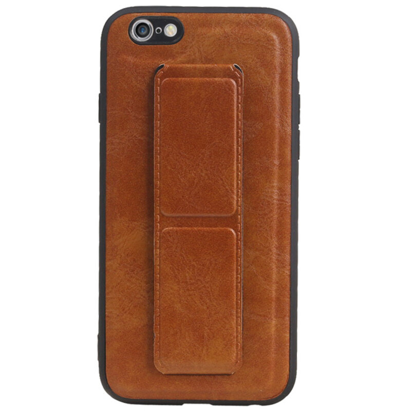 Grip Stand Hardcase Backcover voor iPhone 6 Bruin