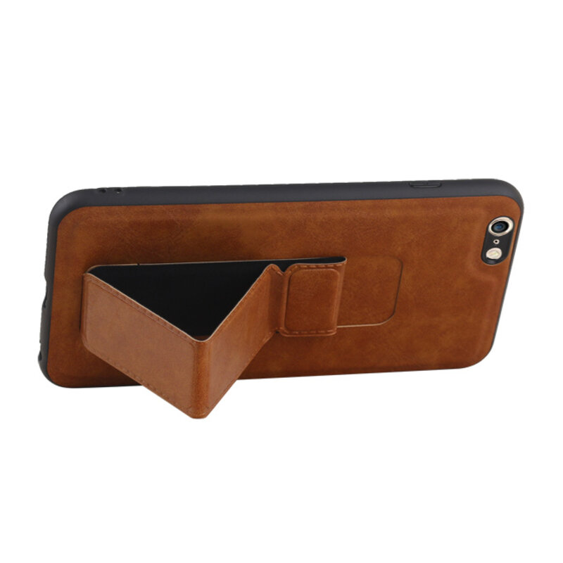 Grip Stand Hardcase Backcover für iPhone 6 Plus Braun
