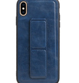 Grip Stand Hardcover Backcover pour iPhone XS Max Bleu