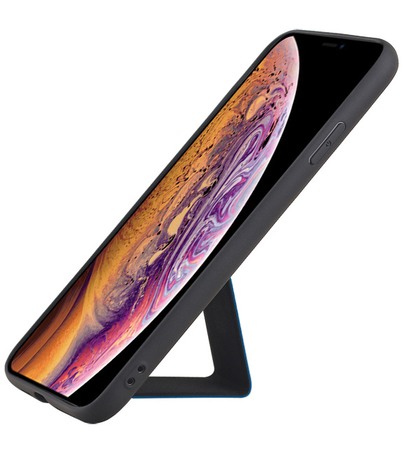 Grip Stand Hardcover Backcover pour iPhone XS Max Bleu