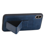 Grip Stand Hardcover Backcover pour iPhone XS Max Bleu
