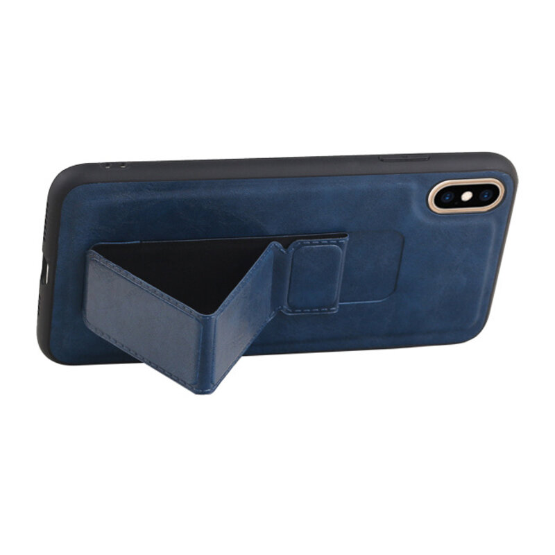Grip Stand Hardcover Backcover pour iPhone XS Max Bleu