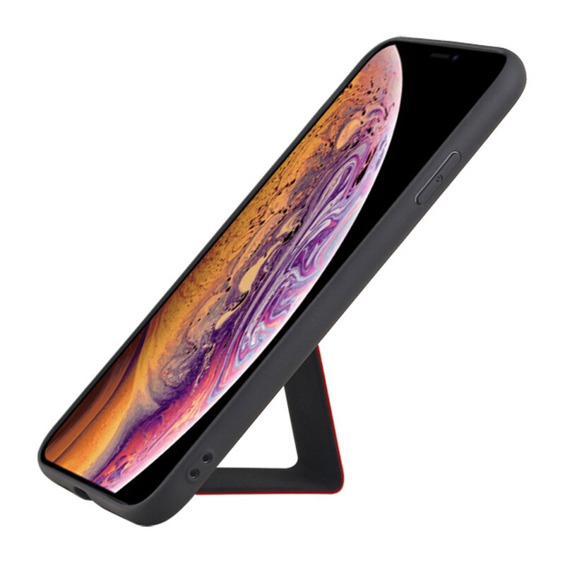 Grip Stand Hardcase Backcover voor iPhone XS Max Rood
