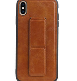 Grip Stand Hardcover Backcover pour iPhone XS Max Marron