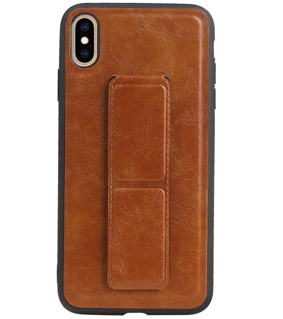 Grip Stand Hardcover Backcover pour iPhone XS Max Marron