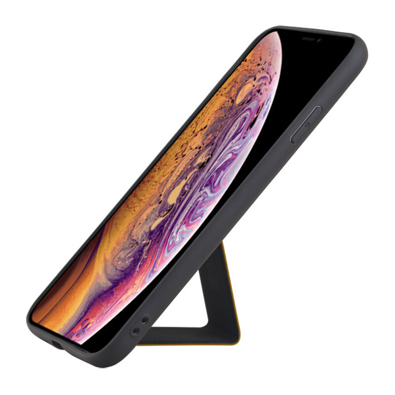 Grip Stand Hardcase Backcover voor iPhone XS Max Bruin